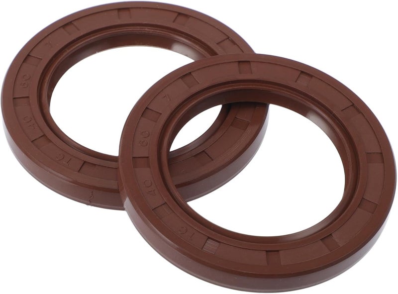 VekAuto Universal Oil Seal TC Double Lip W Steel Spring Seal Ring Rotary Shaft Seal 40x60x7mm High Pressure FKM Rubber Brown 2 Pcs - Image 1
